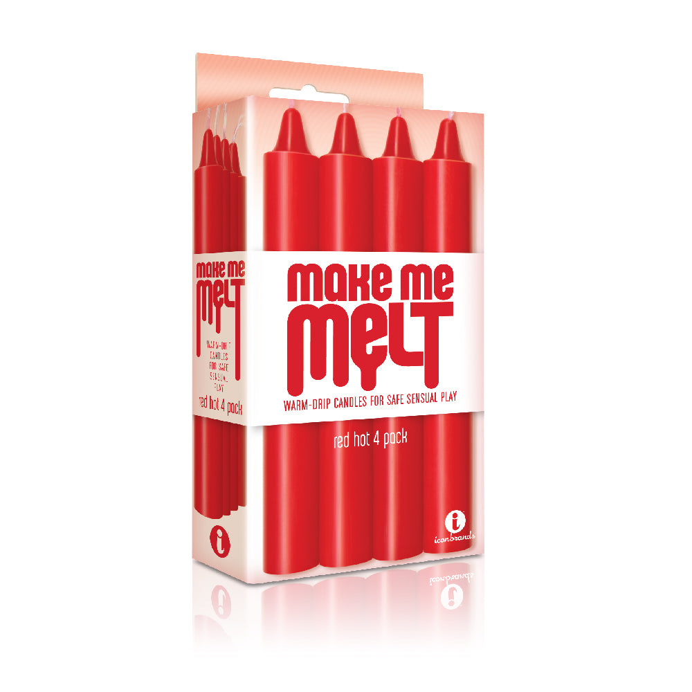 The 9's Make Me Melt Sensual Warm-Drip Candles 4Pk Red Hot | 847841023245 | Discreet Personal Wellness