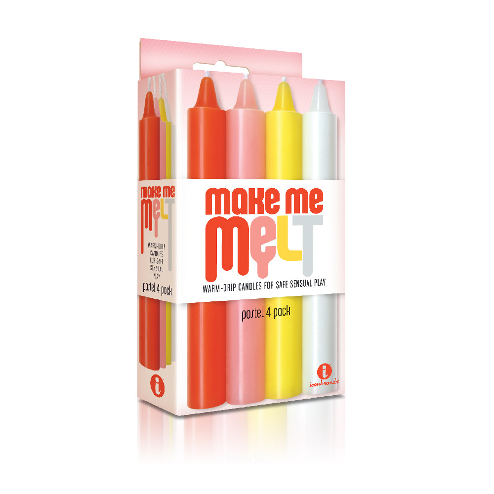 The 9's Make Me Melt Sensual Warm-Drip Candles 4Pk Pastel | 847841023276 | Discreet Personal Wellness