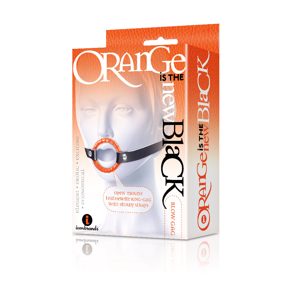 The 9's Orange Is The New Black Blow Gag Open Mouth Leather Gag | 847841025201 | Discreet Personal Wellness