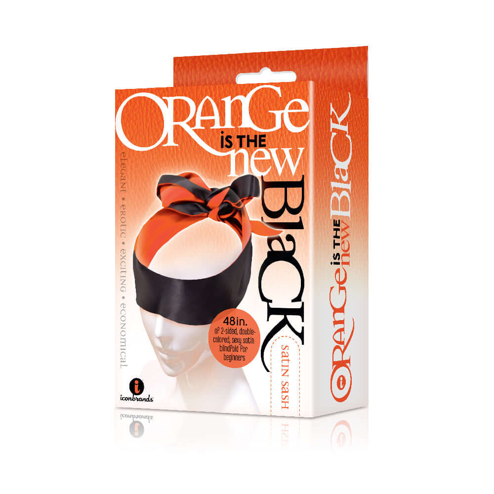 The 9's Orange Is The New Black Satin Sash Reversible Blindfold/Restraint | 847841025225 | Discreet Personal Wellness