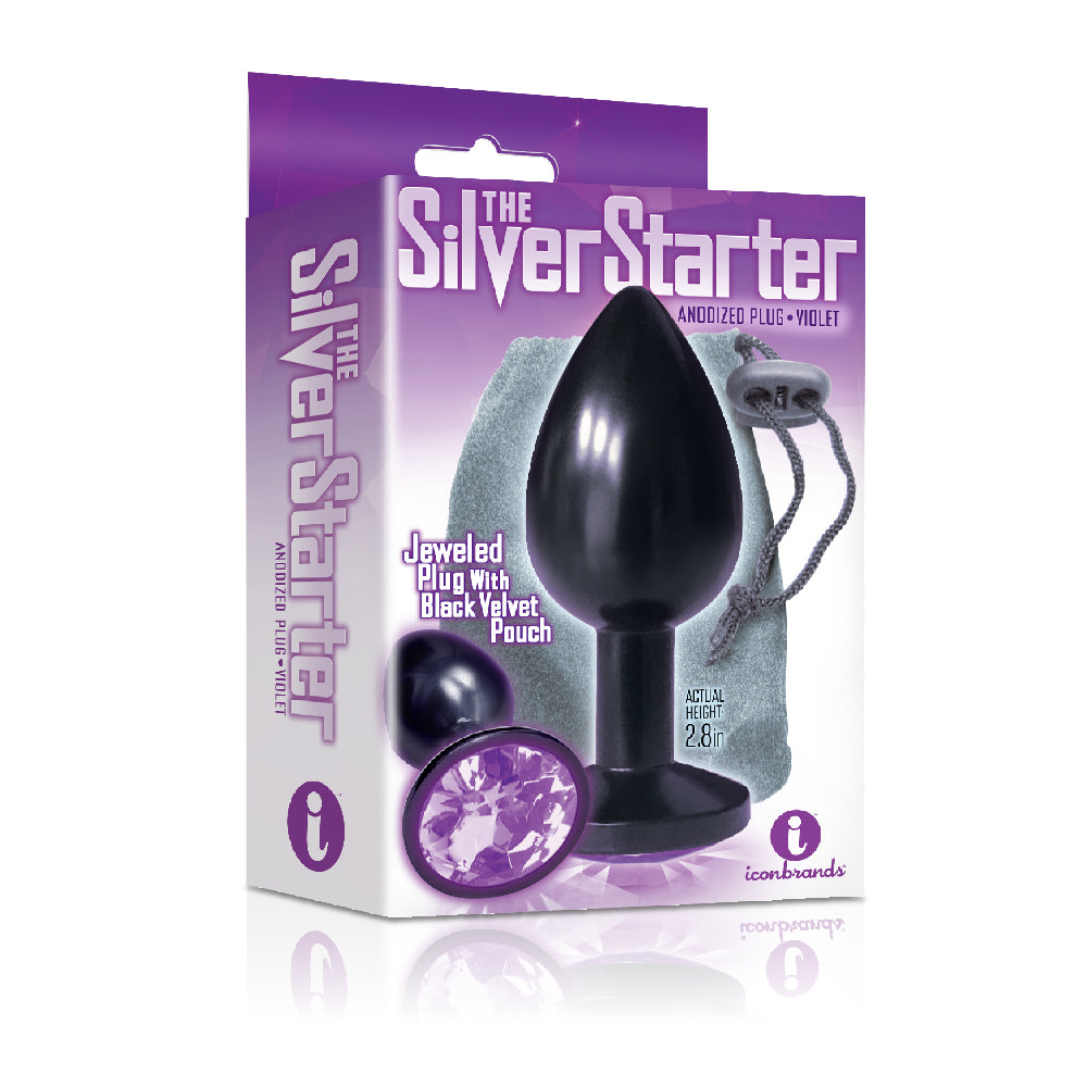 The 9's The Silver Starter Bejeweled Annodized Stainless Steel Plug Violet | 847841026123 | Discreet Personal Wellness