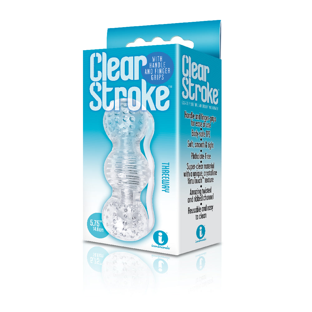 The 9's Clear Stroke Threeway Masturbator | 847841026277 | Discreet Personal Wellness