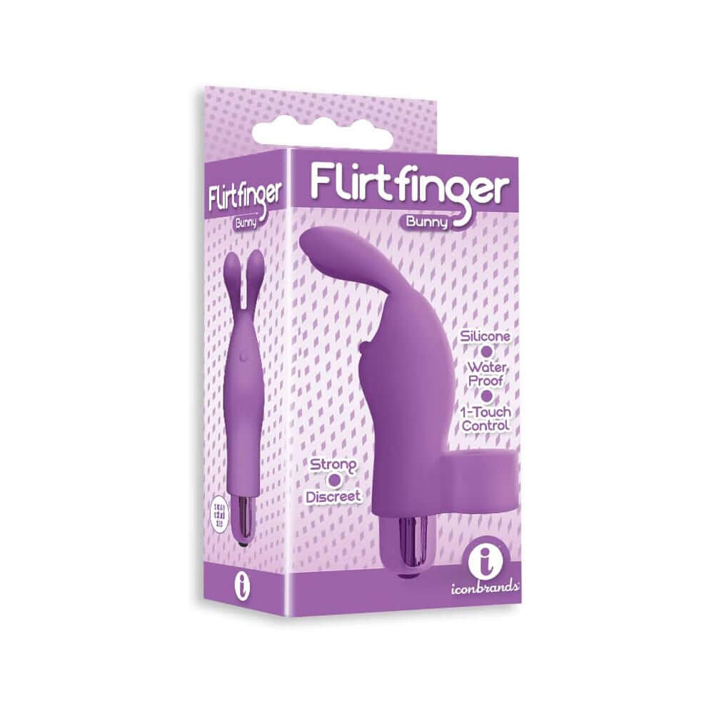The 9's Flirt Finger Bunny Finger Vibrator Purple | 847841026697 | Discreet Personal Wellness