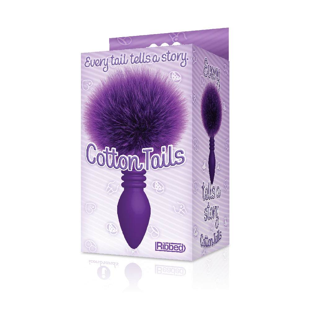 The 9's Cottontails Silicone Bunny Tail Butt Plug Ribbed Purple | 847841026871 | Discreet Personal Wellness