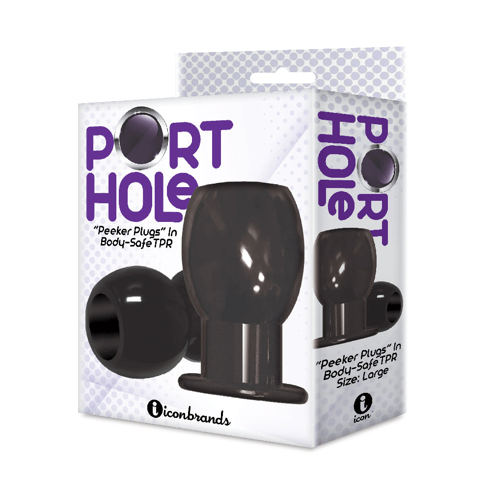The 9's Port Hole Hollow Butt Plug Black | 847841026970 | Discreet Personal Wellness