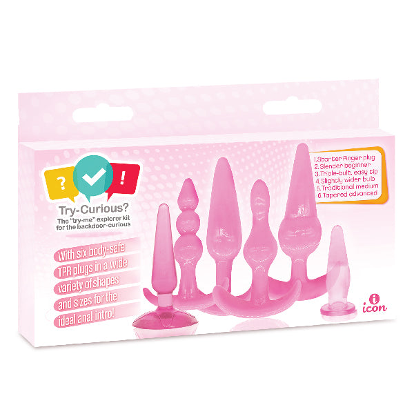 Try-Curious Anal Plug Kit Pink | 847841080118 | Discreet Personal Wellness