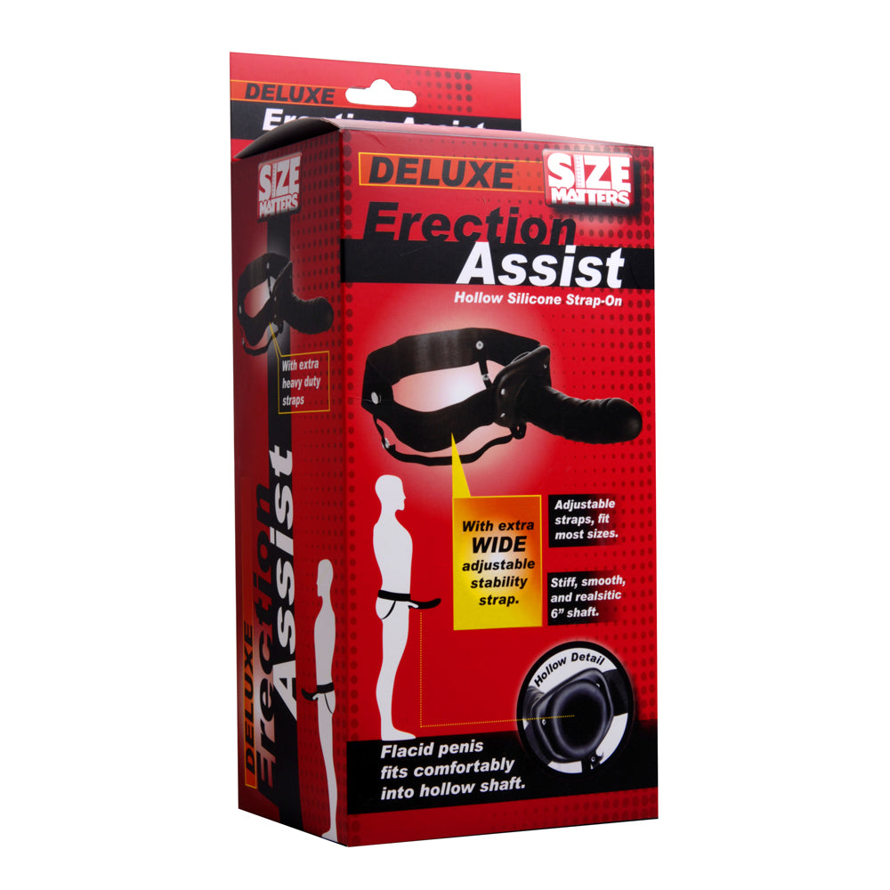 Size Matters Erection Assist Hollow Strap On Black | 848518006721 | Discreet Personal Wellness