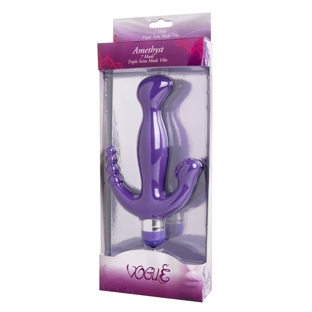 Vogue Amethyst 7 Mode Triple Stimulation Vibe | 848518010315 | Discreet Personal Wellness
