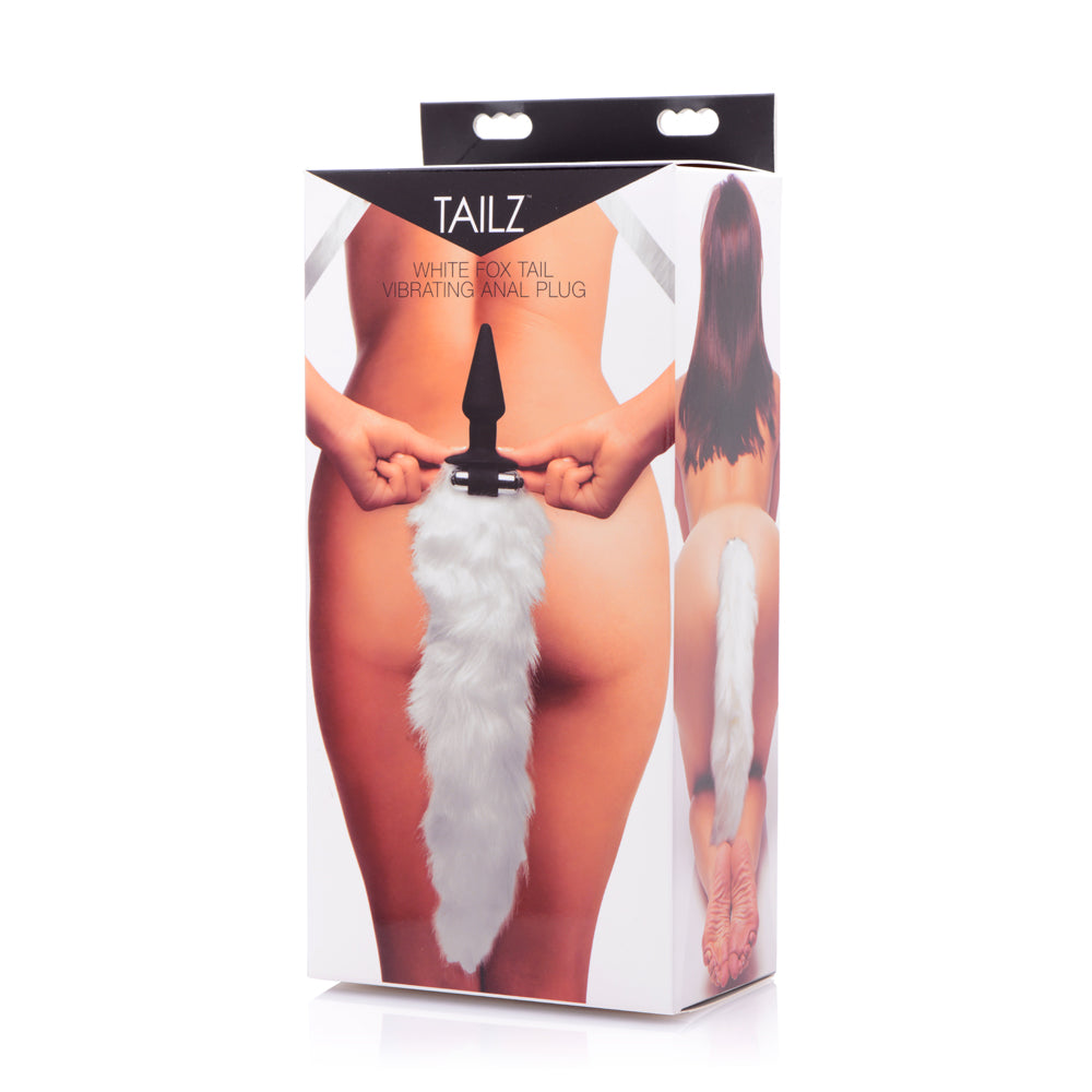 Tailz White Fox Tail Vibrating Anal Plug | 848518016881 | Discreet Personal Wellness