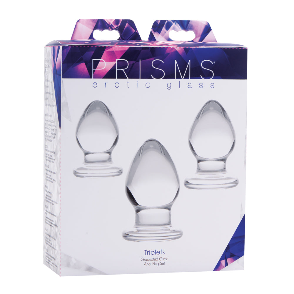 Prisms Triplets 3 Piece Glass Anal Plug Kit | 848518024787 | Discreet Personal Wellness