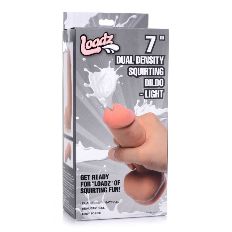Loadz 7" Dual Density Squirting Dildo Light | 848518030139 | Discreet Personal Wellness