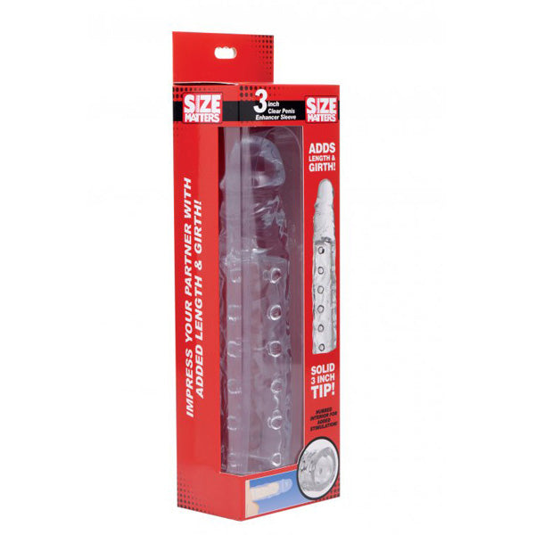 Size Matters 3" Clear Penis Sleeve Enhancer | 848518031372 | Discreet Personal Wellness