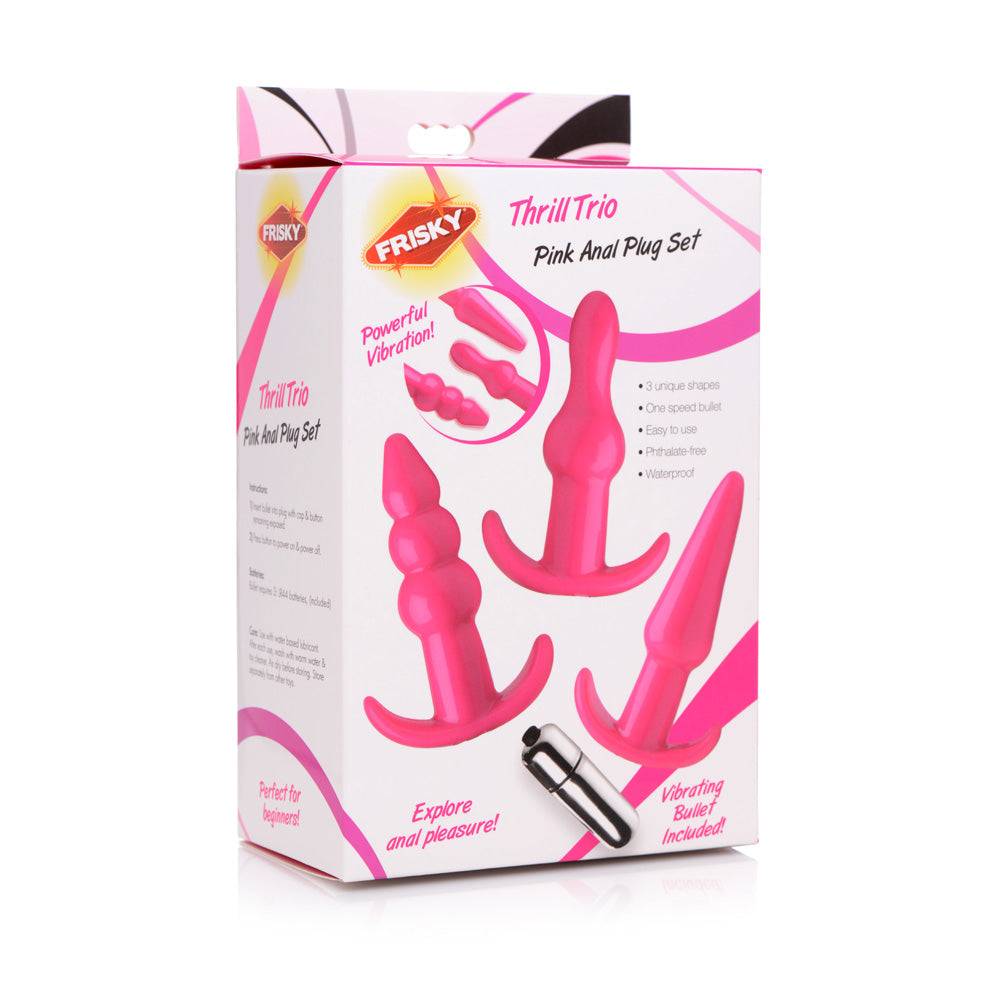 Frisky Thrill Trio Anal Plug Set Pink | 848518035066 | Discreet Personal Wellness
