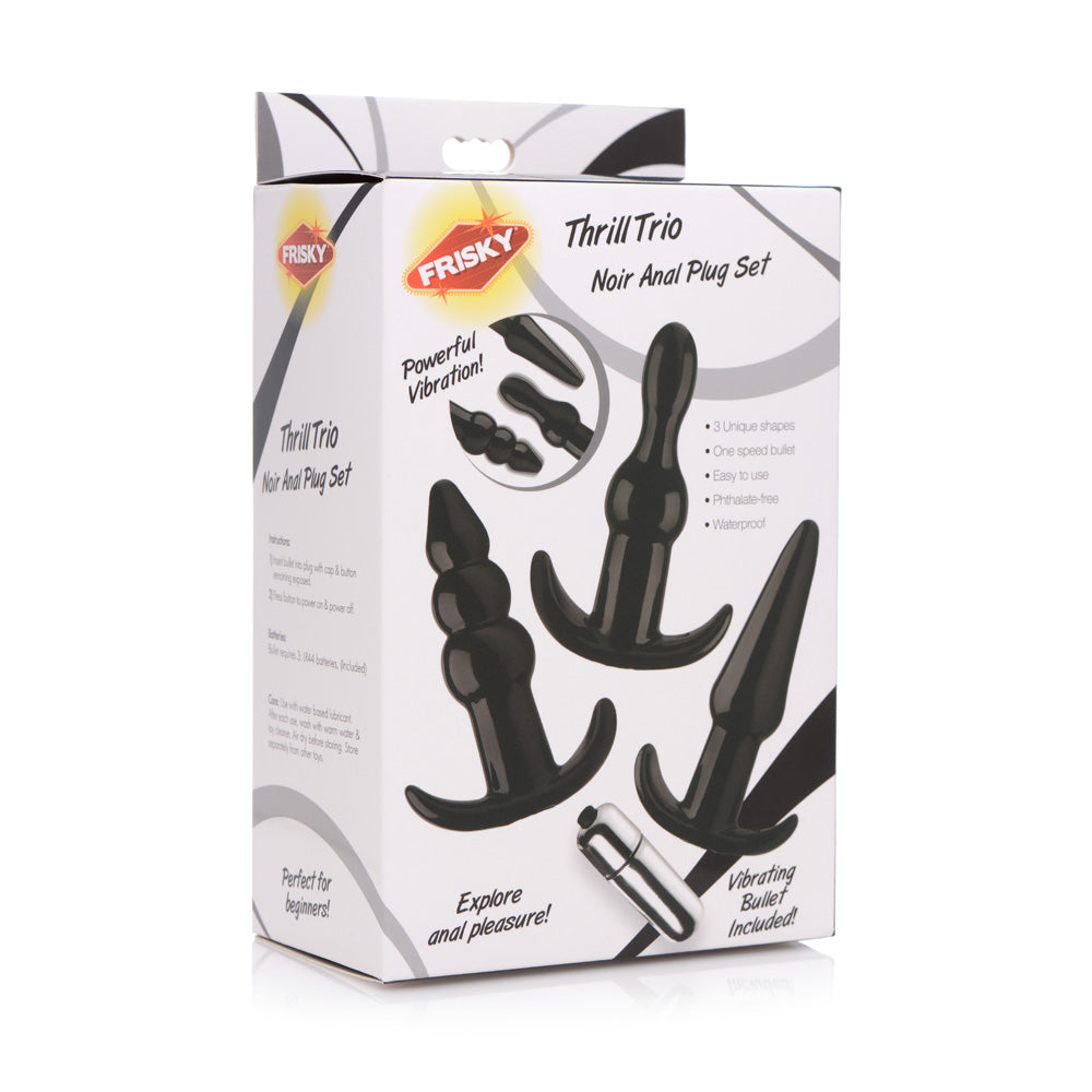 Frisky Thrill Trio Anal Plug Set Black | 848518035073 | Discreet Personal Wellness