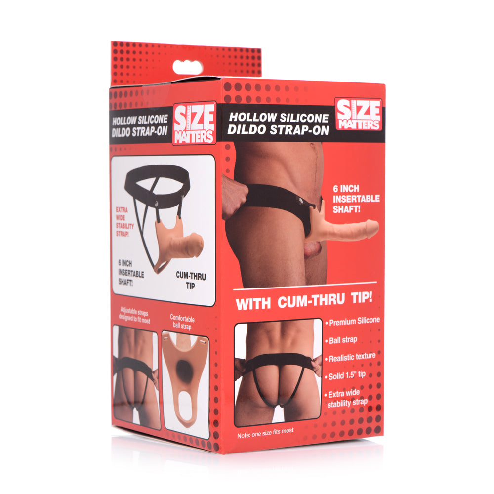 Size Matters Hollow Silicone Dildo Strap-On Flesh | 848518036476 | Discreet Personal Wellness