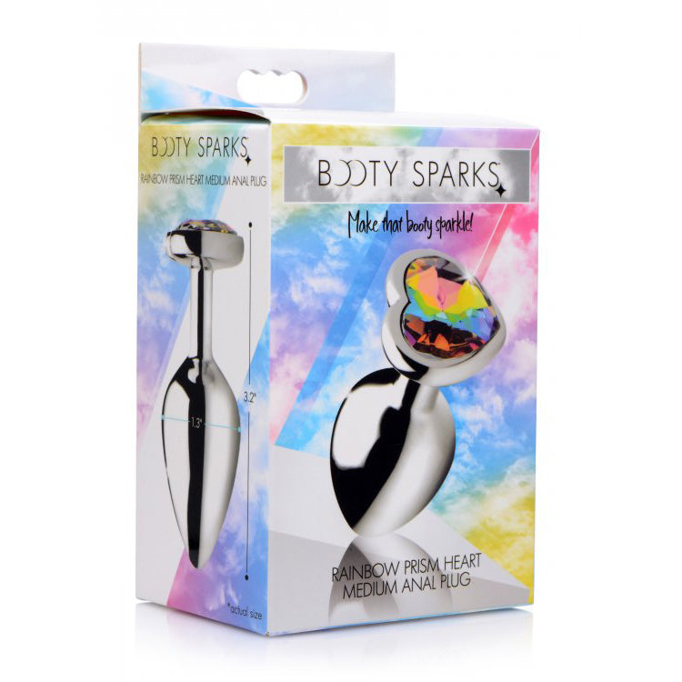 Booty Sparks Rainbow Prism Heart Anal Plug Medium | 848518036612 | Discreet Personal Wellness