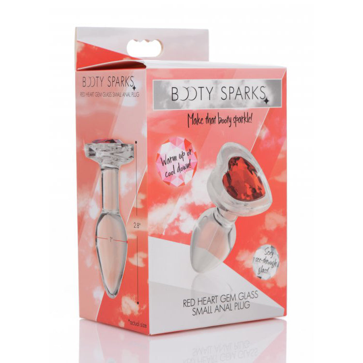 Booty Sparks Red Heart Gem Glass Anal Plug Small | 848518037381 | Discreet Personal Wellness