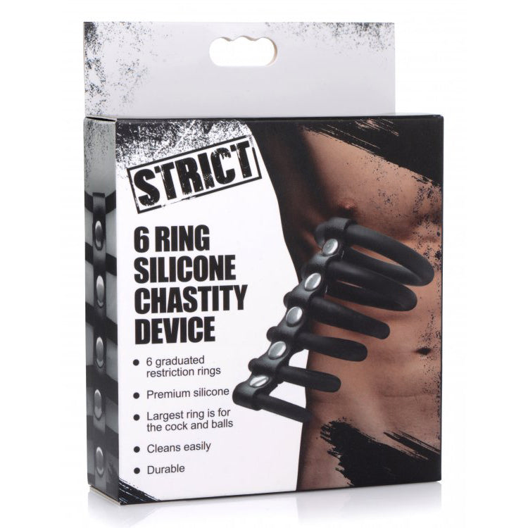 Strict 6 Ring Silicone Chastity Device | 848518037633 | Discreet Personal Wellness