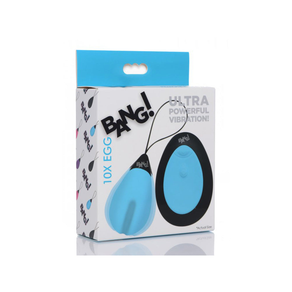 Bang! 10X Vibrating Silicone Egg With Remote Control Blue | 848518037664 | Discreet Personal Wellness