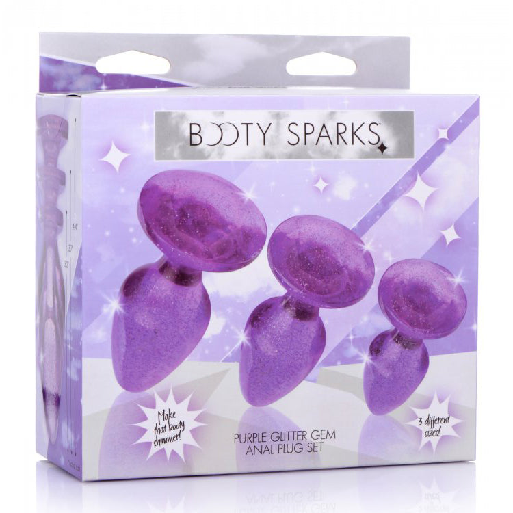 Booty Sparks Glitter Gem Anal Plug Set Purple | 848518040022 | Discreet Personal Wellness