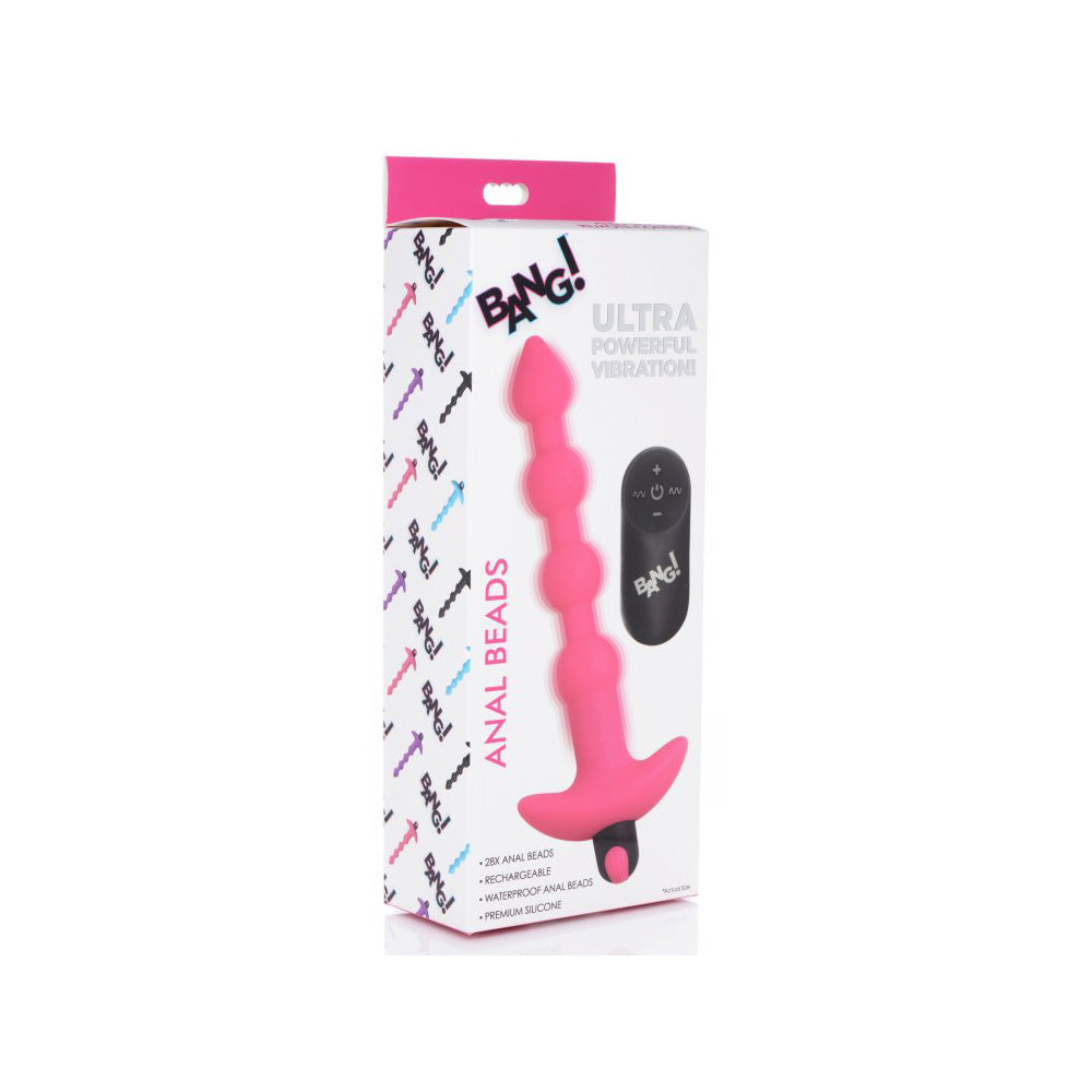 Bang! Vibrating Silicone Anal Beads & Remote Control Pink | 848518041845 | Discreet Personal Wellness