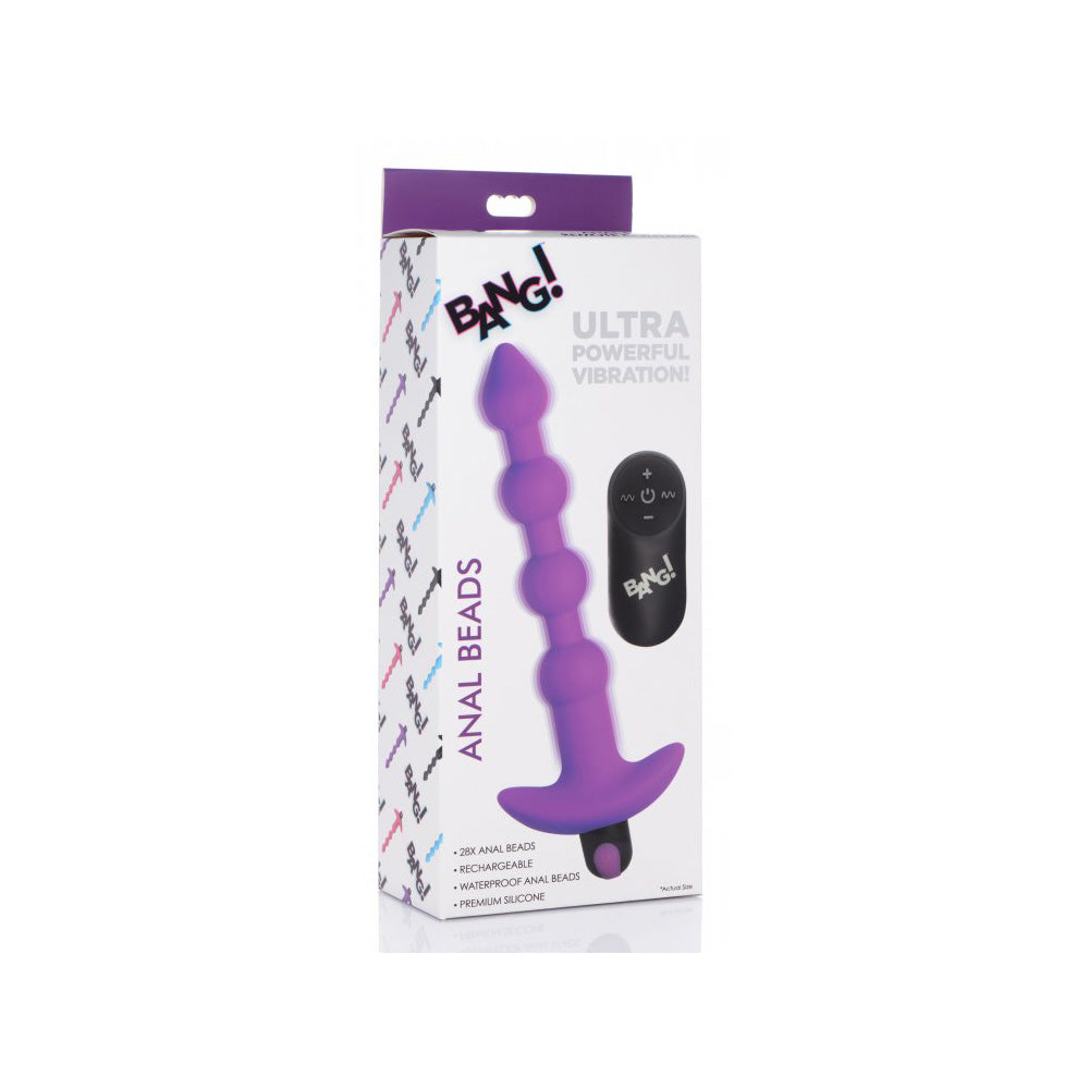 Bang! Vibrating Silicone Anal Beads & Remote Control Purple | 848518041852 | Discreet Personal Wellness