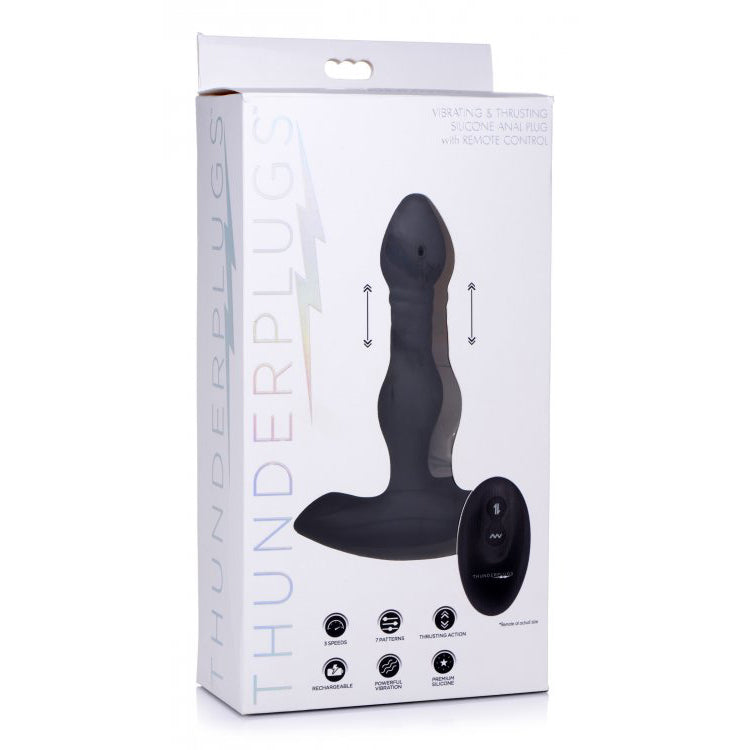 Thunder Plugs Vibrating And Thrusting Remote Control Silicone Anal Plug | 848518042088 | Discreet Personal Wellness