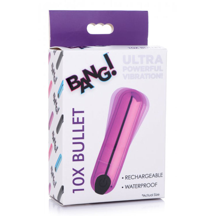 Bang! 10X Rechargeable Vibrating Metallic Bullet Purple | 848518042545 | Discreet Personal Wellness