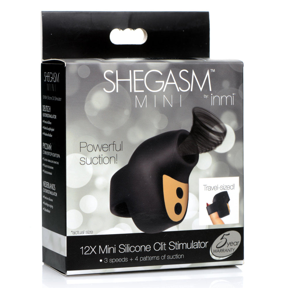 Shegasm Mini 12X Mini Silicone Clitoris Stimulator Black | 848518043672 | Discreet Personal Wellness