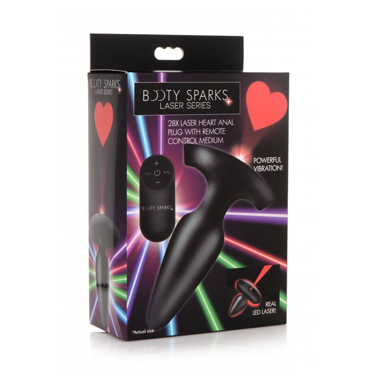 Booty Sparks 28X Laser Heart Silicone Anal Plug With Remote Medium | 848518045256 | Discreet Personal Wellness