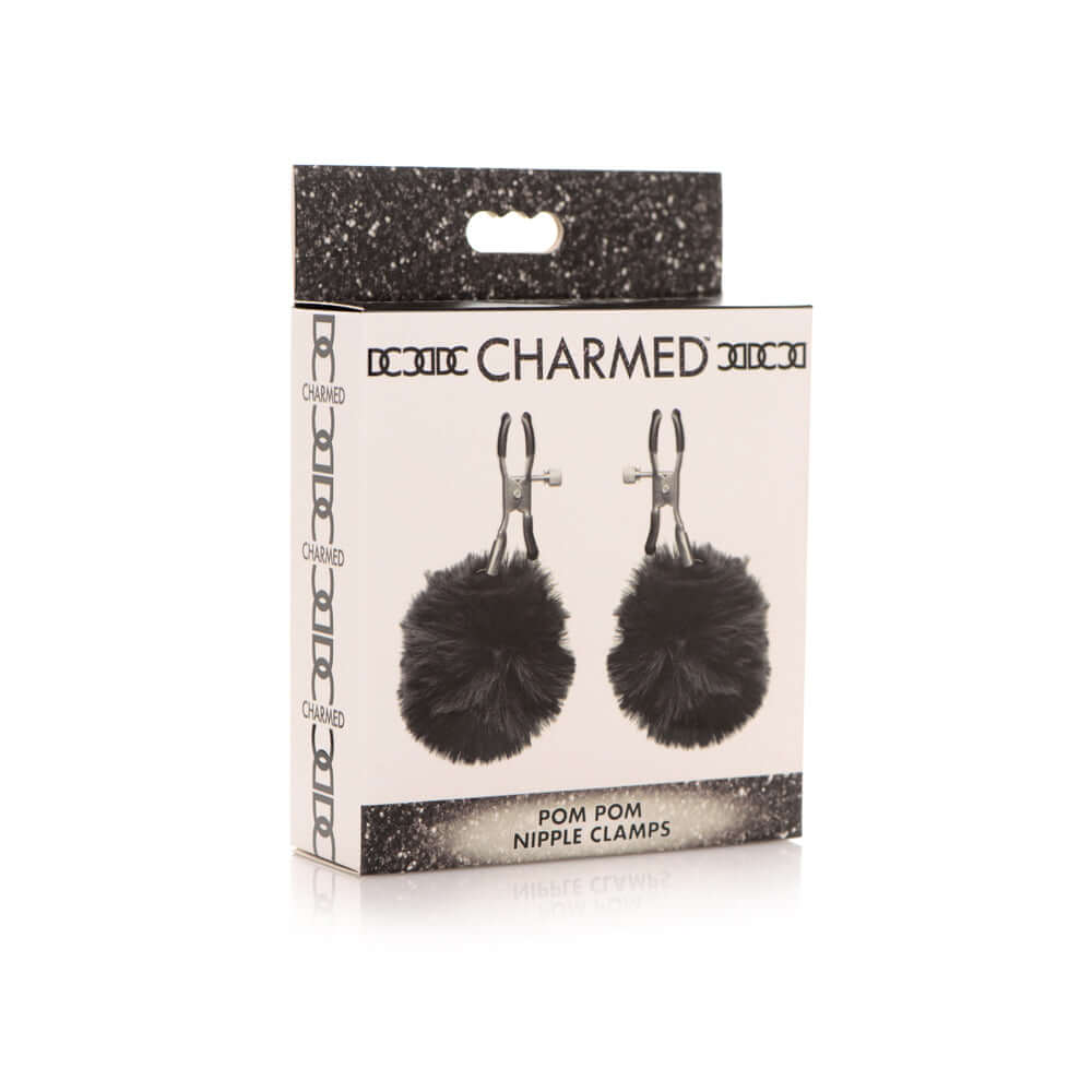Charmed Pom Pom Nipple Clamps Black | 848518045980 | Discreet Personal Wellness