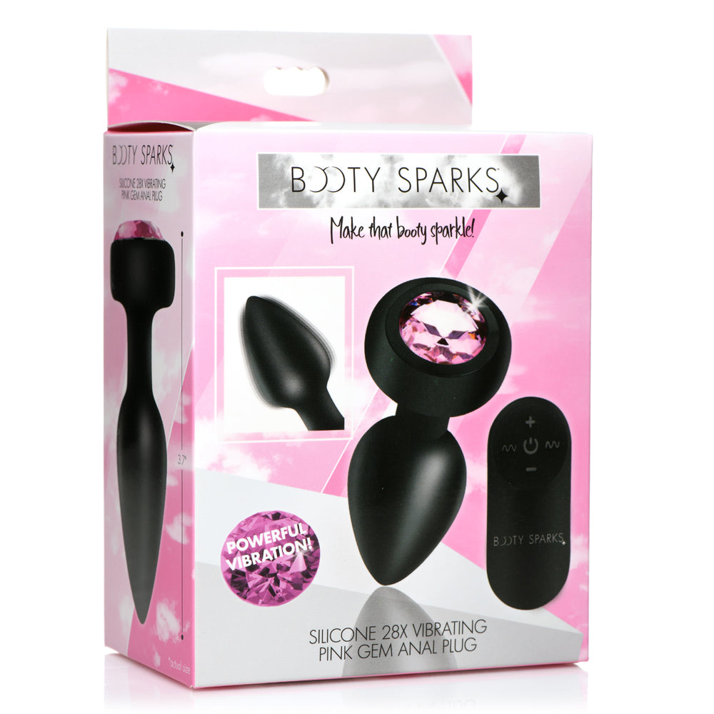 Booty Sparks 28X Silicone Vibrating Pink Gem Anal Plug W/ Remote Small | 848518047519 | Discreet Personal Wellness