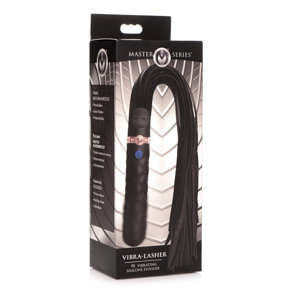 Master Series Vibra-Lasher 9X Vibrating Silicone Dildo Flogger | 848518047533 | Discreet Personal Wellness