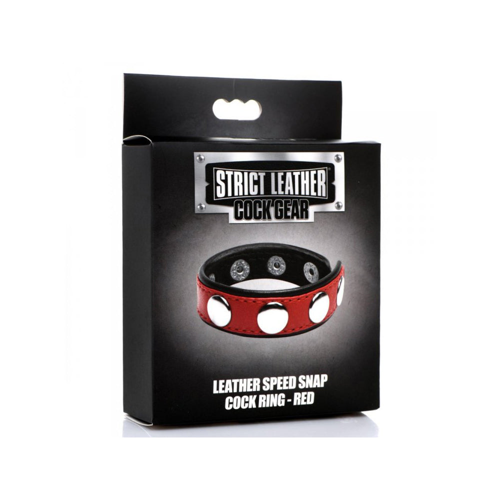 Strict Leather Penis Gear Leather Speed Snap Penis Ring Red | 848518048424 | Discreet Personal Wellness