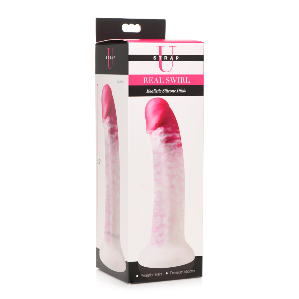 Strap U Real Swirl Realistic Silicone Dildo Pink | 848518048585 | Discreet Personal Wellness