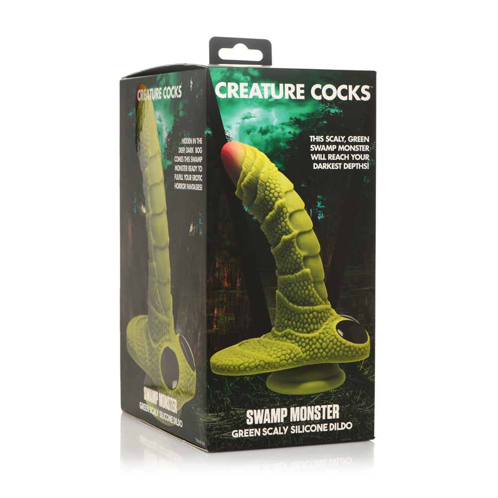 Creature Penis Swamp Monster Green Scaly Silicone Dildo | 848518048905 | Discreet Personal Wellness