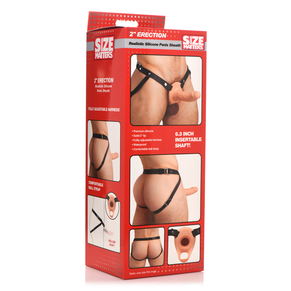Size Matters Realistic Silicone Penis Sheath W/ 2" Tip Light | 848518051172 | Discreet Personal Wellness