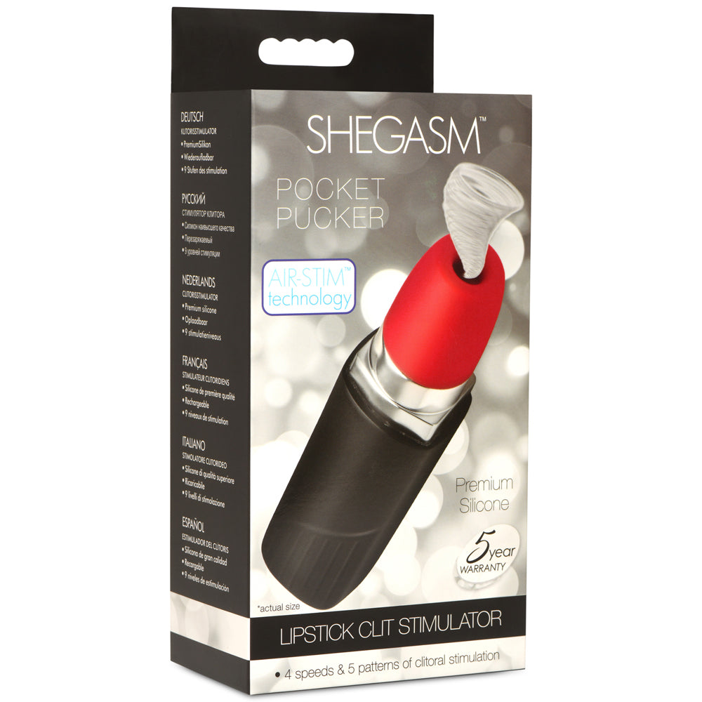 Shegasm Pocket Pucker 9X Silicone Lipstick Clitoris Stimulator | 848518051363 | Discreet Personal Wellness