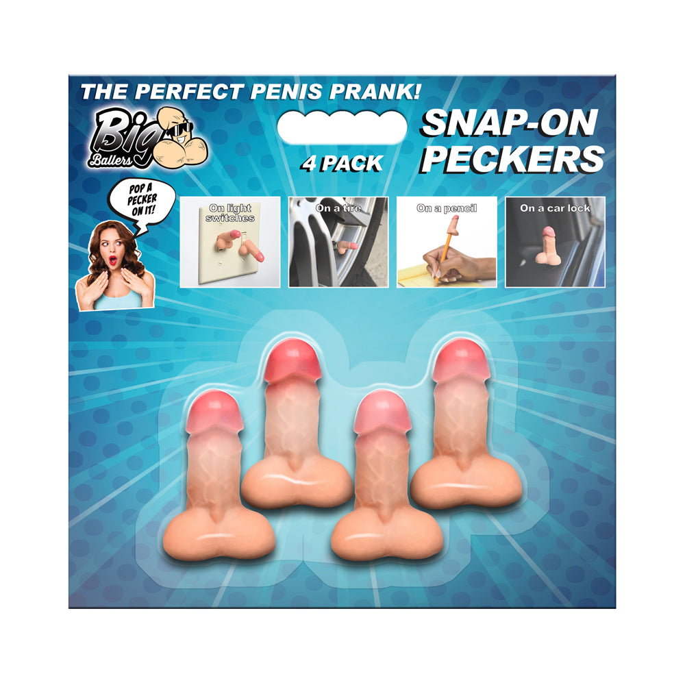 Big Ballers Snap-On Peckers 4 Pk | 848518055972 | Discreet Personal Wellness