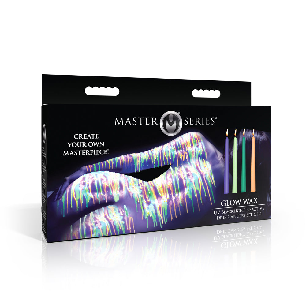Master Series Glow Wax UV Blacklight Reactive Drip Candles Set Of 4 | 848518058713 | Discreet Personal Wellness