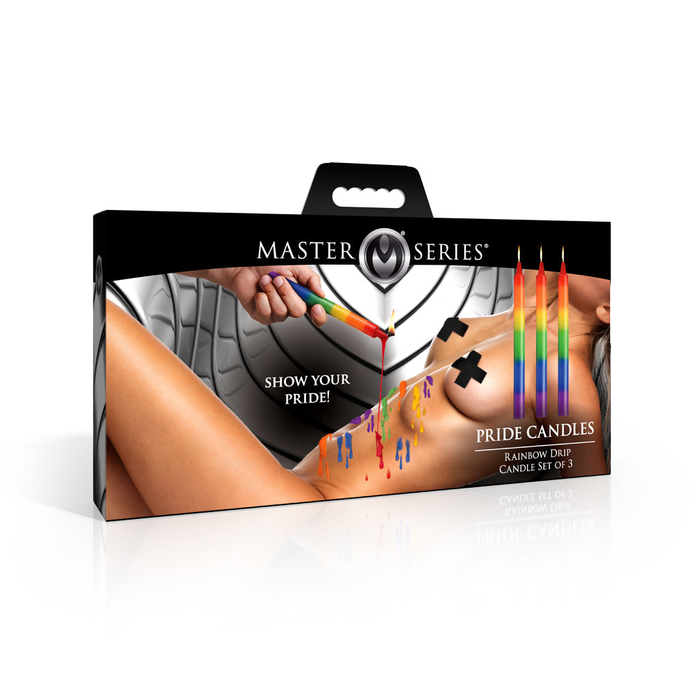Master Series Pride Candles Rainbow Drip Candle Set Of 3 | 848518059109 | Discreet Personal Wellness
