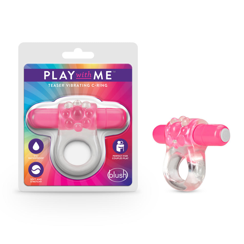 Play With Me Teaser Vibrating C-Ring Pink | 850002870329 | Discreet Personal Wellness