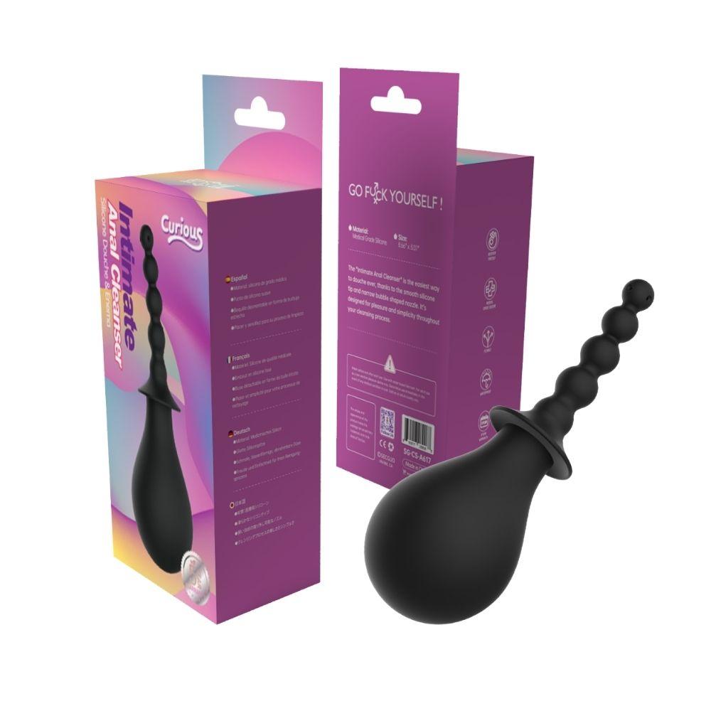 Curious Intimate Anal Cleanser Silicone Douche & Enema Black | 850017269088 | Discreet Personal Wellness