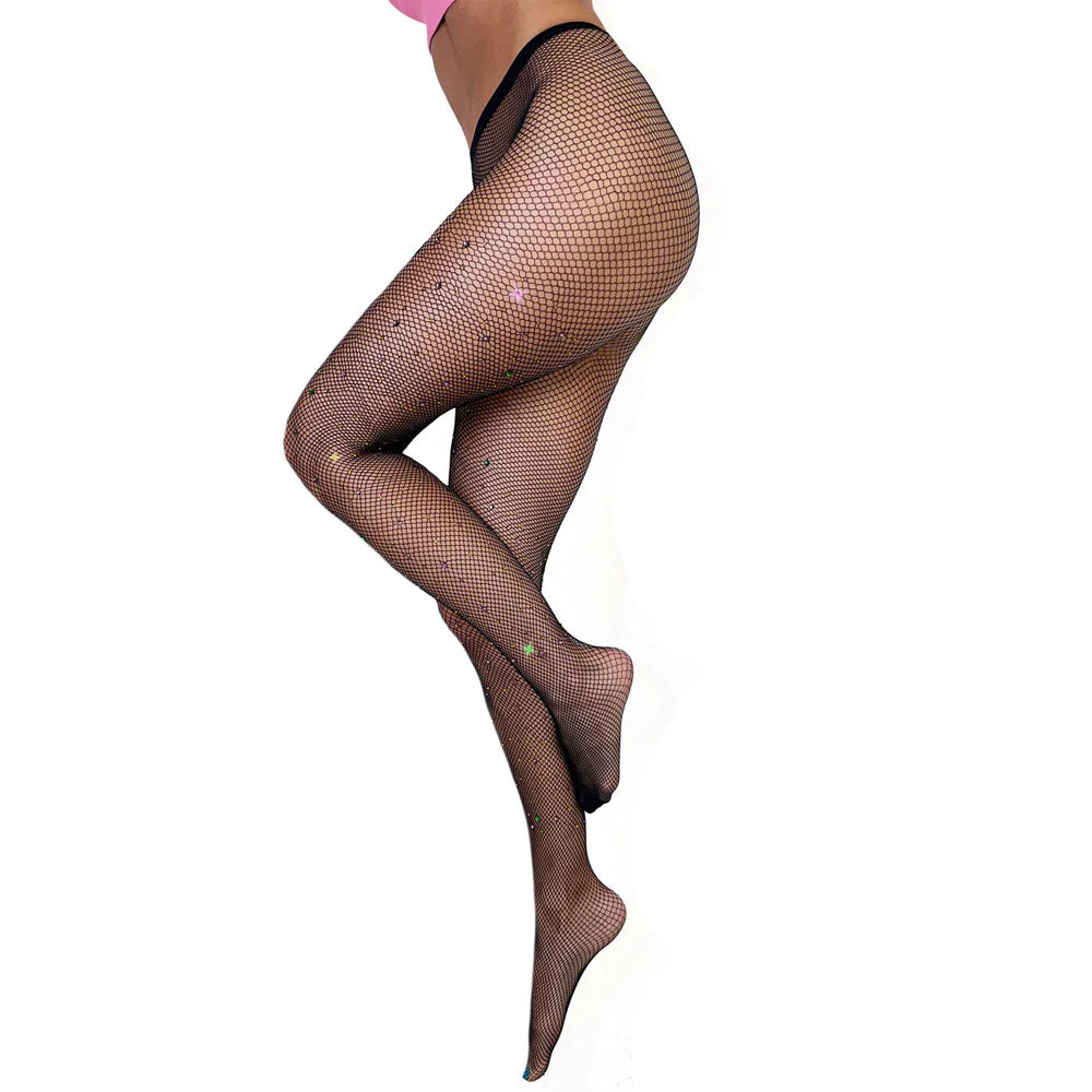 Black Rhinestone Mardi Gras Tights Size B | 850066172254 | Discreet Personal Wellness