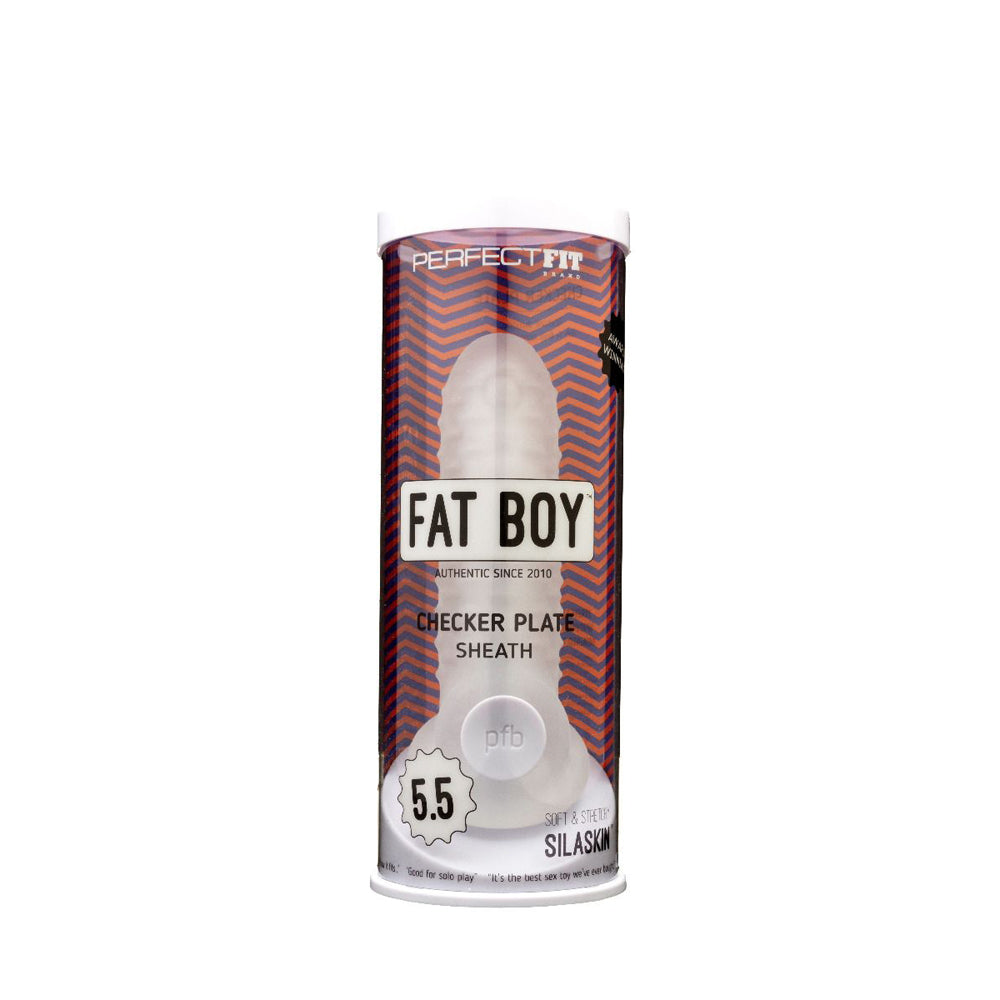 Fat Boy Checker Plate Sheath 5.5" Clear | 851127008079 | Discreet Personal Wellness