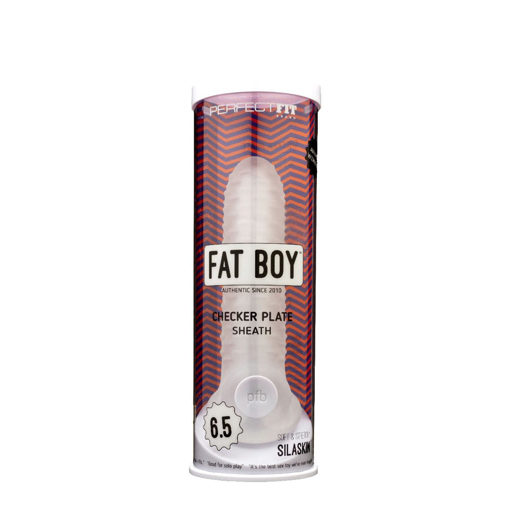 Fat Boy Checker Plate Sheath 6.5" Clear | 851127008086 | Discreet Personal Wellness