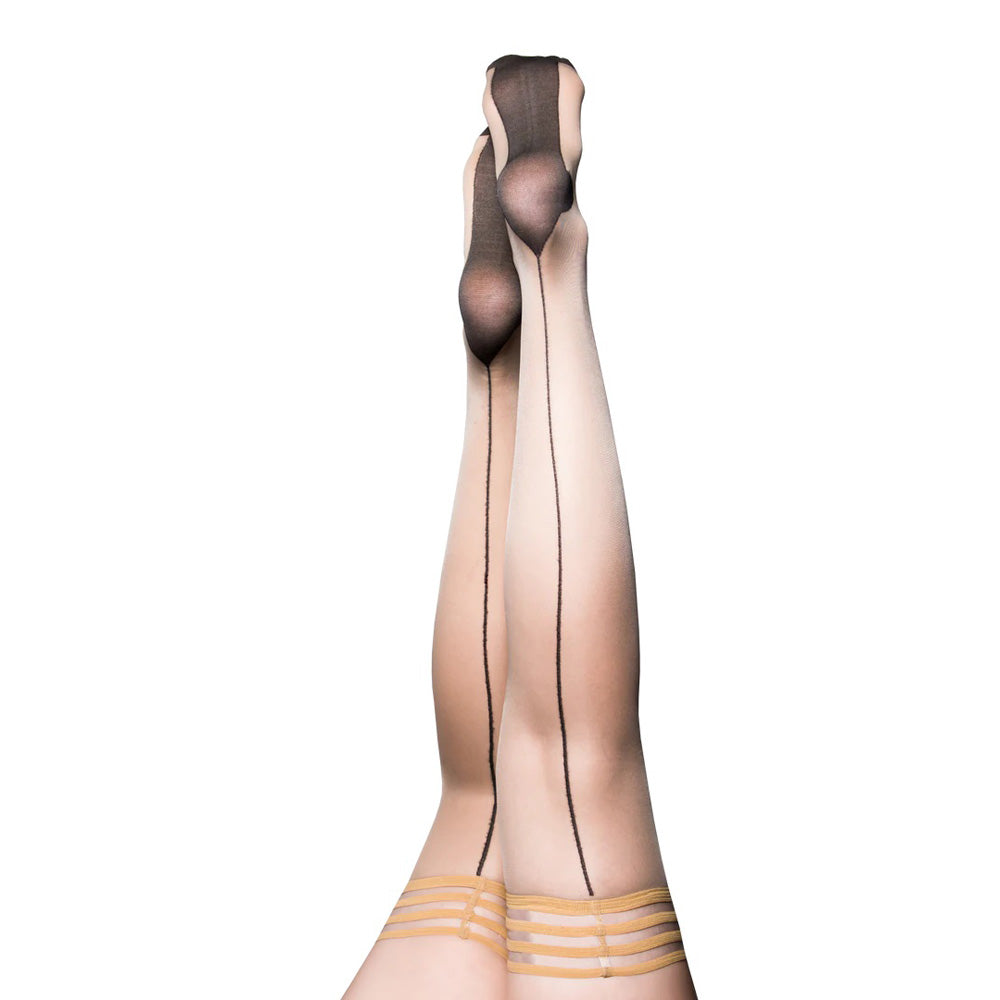 Ruby Nude With Black Back Seam Cuban Heel Size A | 852531004657 | Discreet Personal Wellness