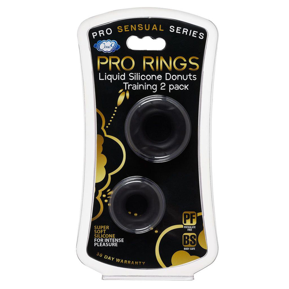 Cloud 9 Pro Rings Liquid Silicone Donuts 2-Pack Black | 853545008976 | Discreet Personal Wellness