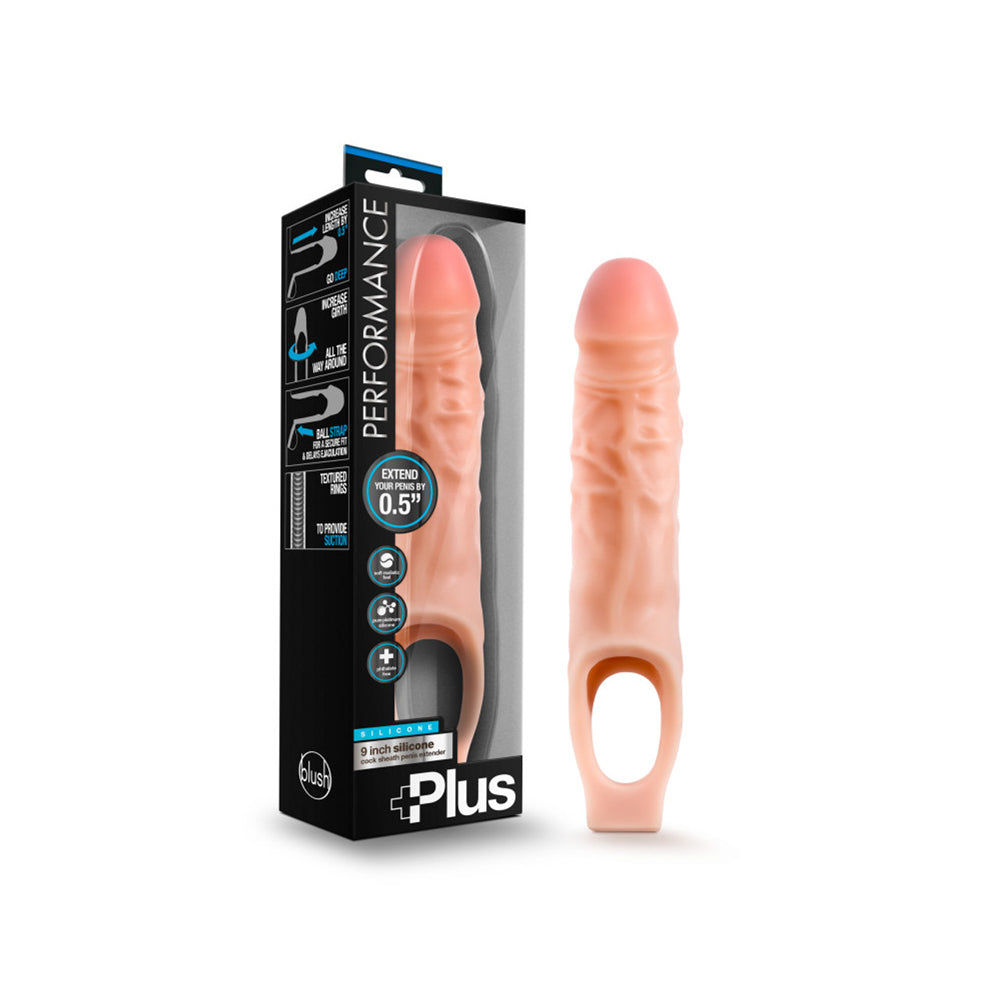 Performance Plus 9" Silicone Penis Sheath Penis Extender Vanilla | 853858007963 | Discreet Personal Wellness