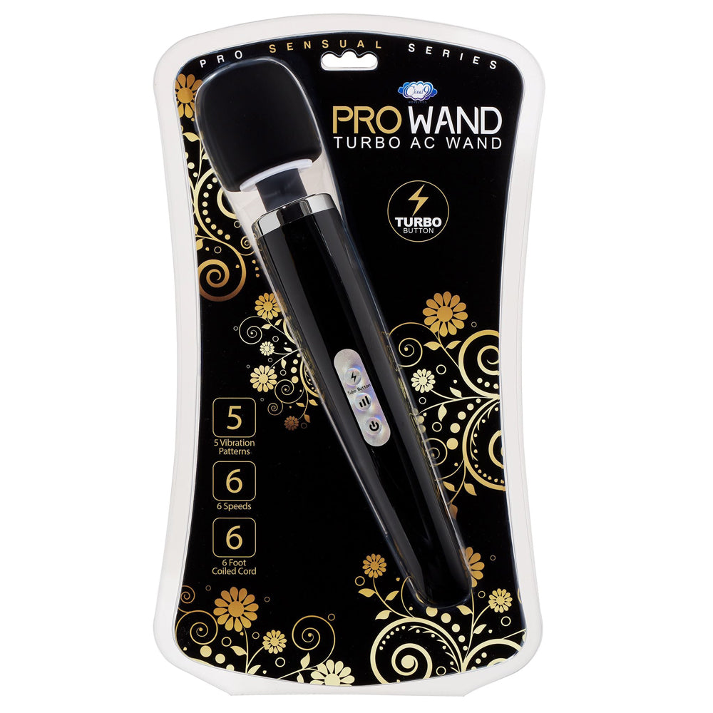 Cloud 9 Turbo Ac Powered Wand Black Pro Sensual Series | 860008249715 | Discreet Personal Wellness